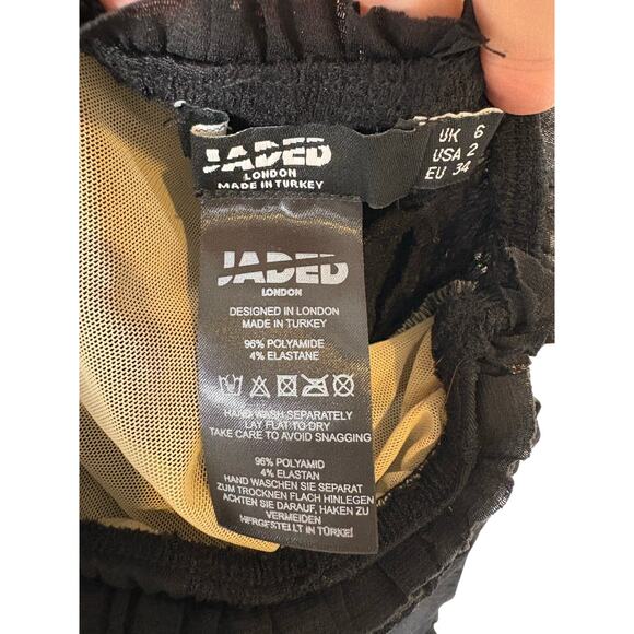 Jaded London Gaia Scrunch Lace Dress Strapless Cutout Party Edgy Goth Black Sz 2 - Picture 9 of 10